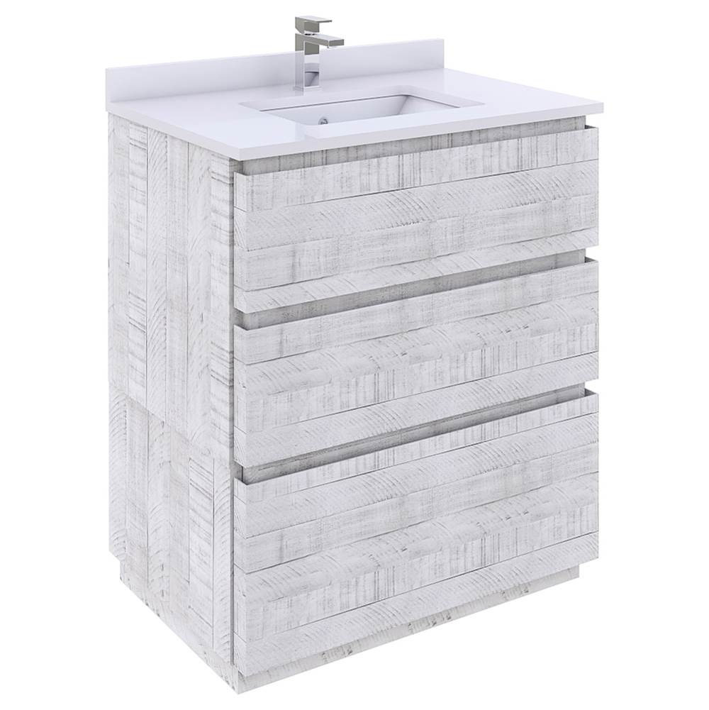 Fresca Bath Formosa 30'' Floor Standing Modern Bathroom Cabinet w/ Top & Sink in Rustic White