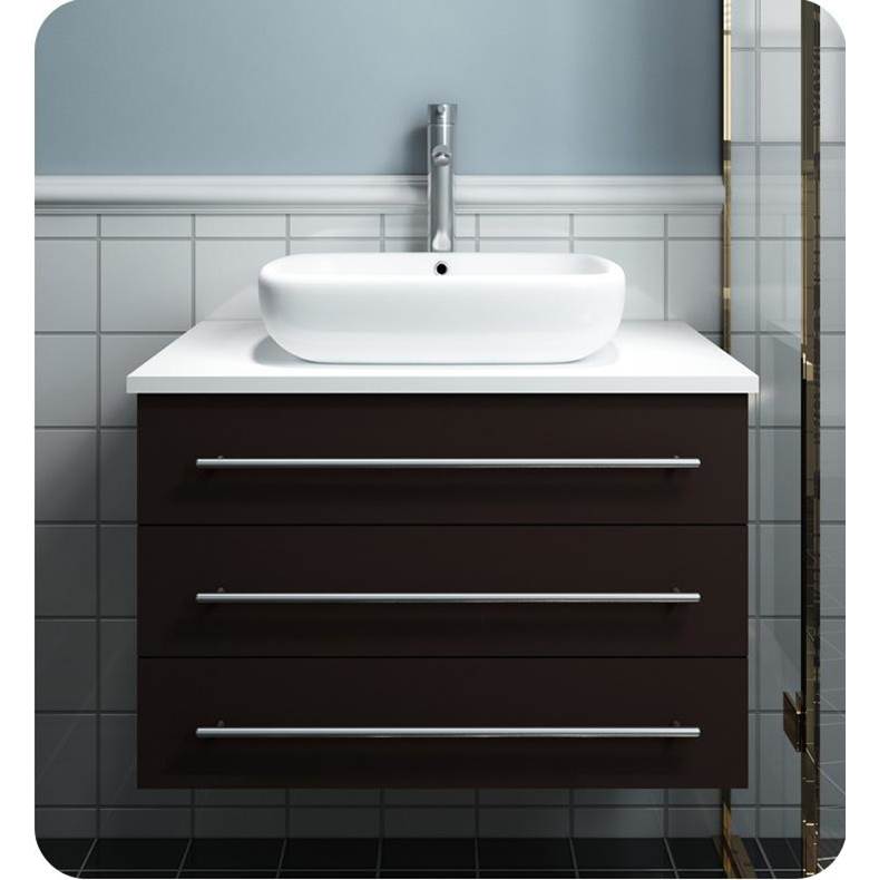 Fresca Bath Fresca FCB6183ES-VSL-I Modella 32'' Espresso Wall Hung Modern Bathroom Cabinet with Top & Vessel Sink