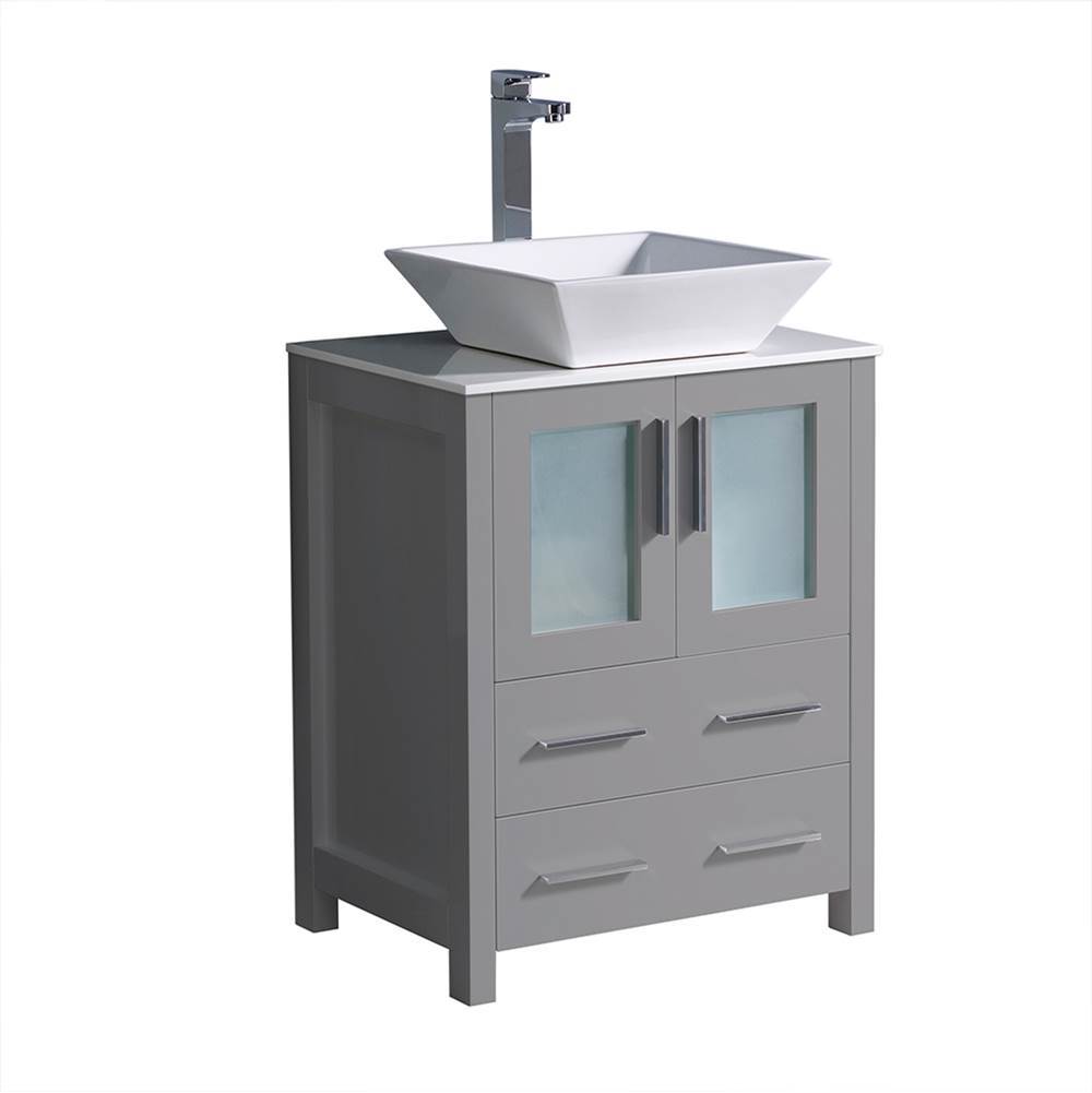Fresca Bath Fresca Torino 24'' Gray Modern Bathroom Cabinet w/ Top & Vessel Sink