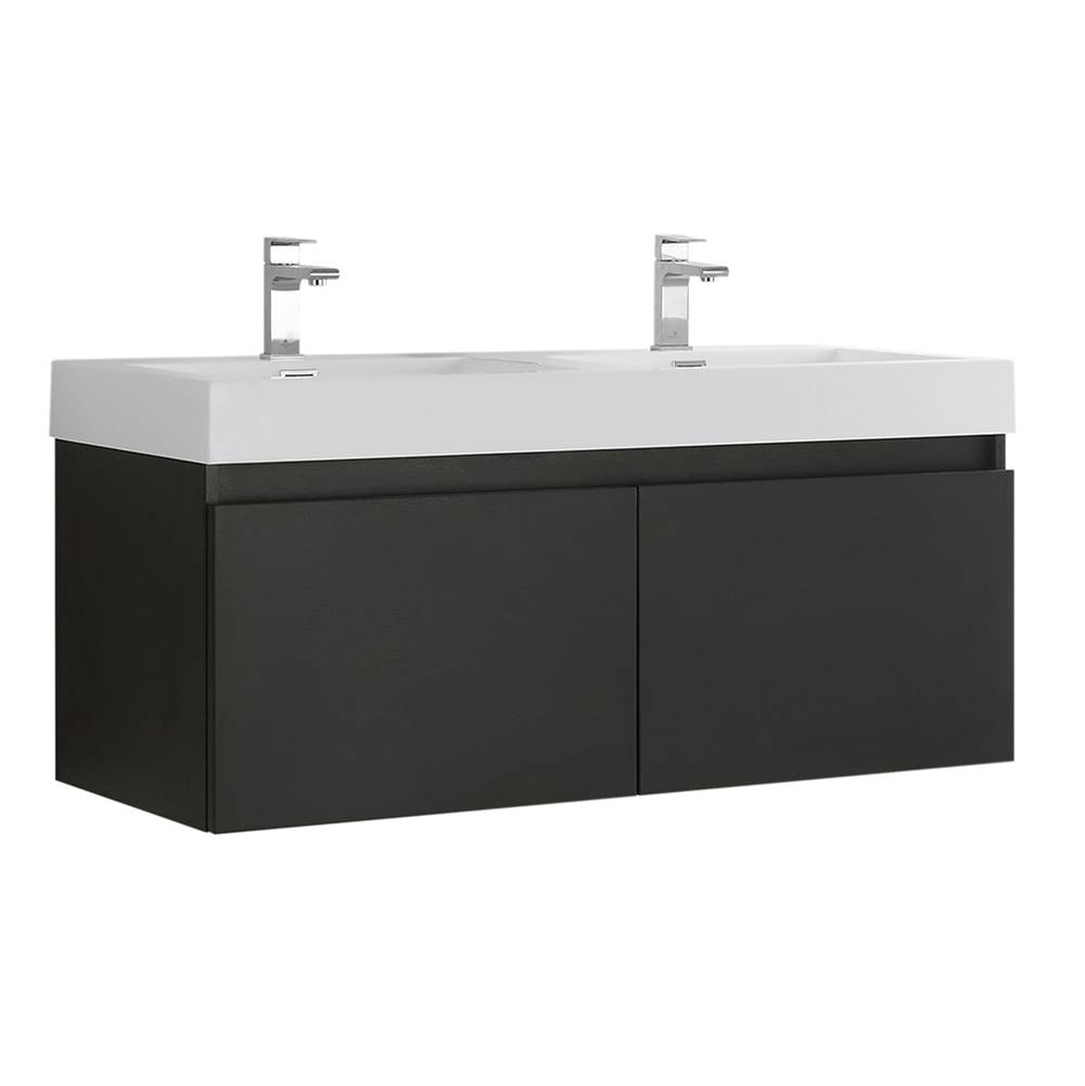 Fresca Bath Fresca Mezzo 48'' Black Wall Hung Double Sink Modern Bathroom Cabinet