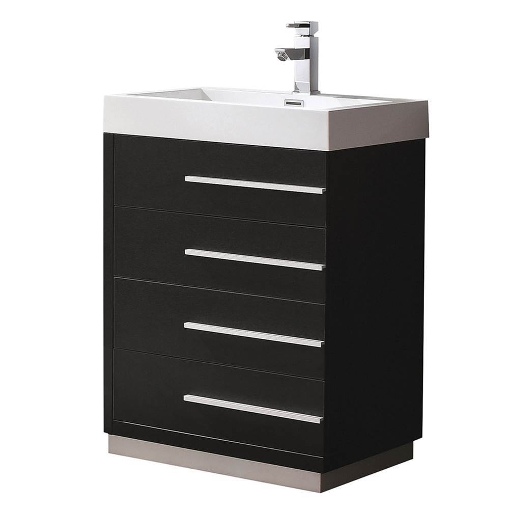Fresca Bath Fresca Livello 24'' Black Modern Bathroom Cabinet w/ Integrated Sink