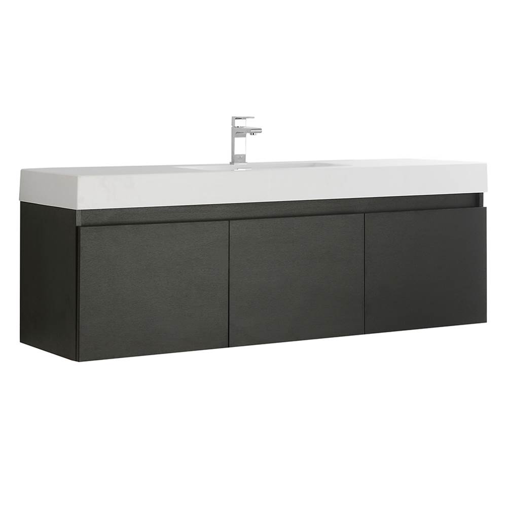 Fresca Bath Fresca Mezzo 60'' Black Wall Hung Single Sink Modern Bathroom Cabinet