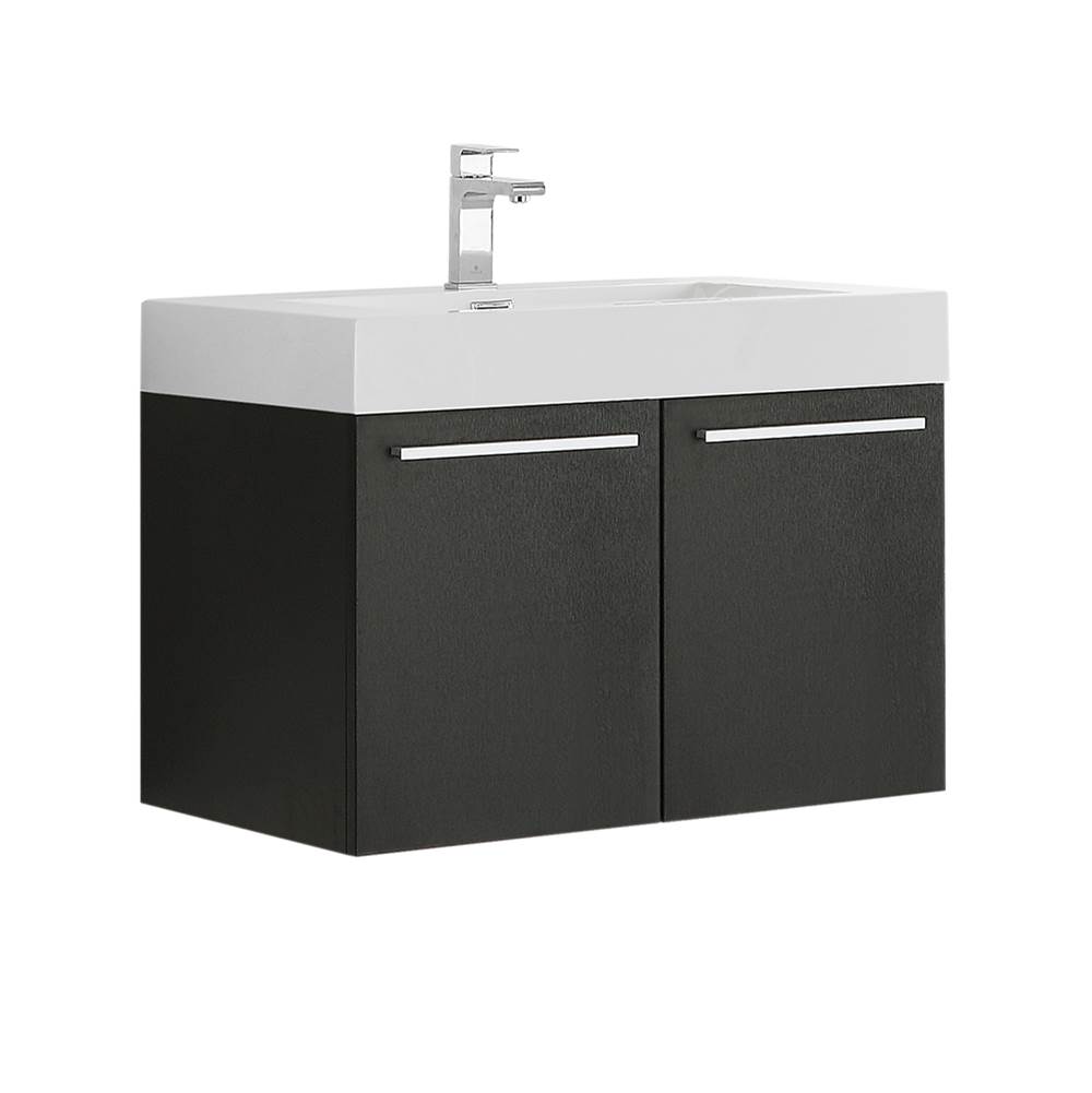 Fresca Bath Fresca Vista 30'' Black Wall Hung Modern Bathroom Cabinet w/ Integrated Sink