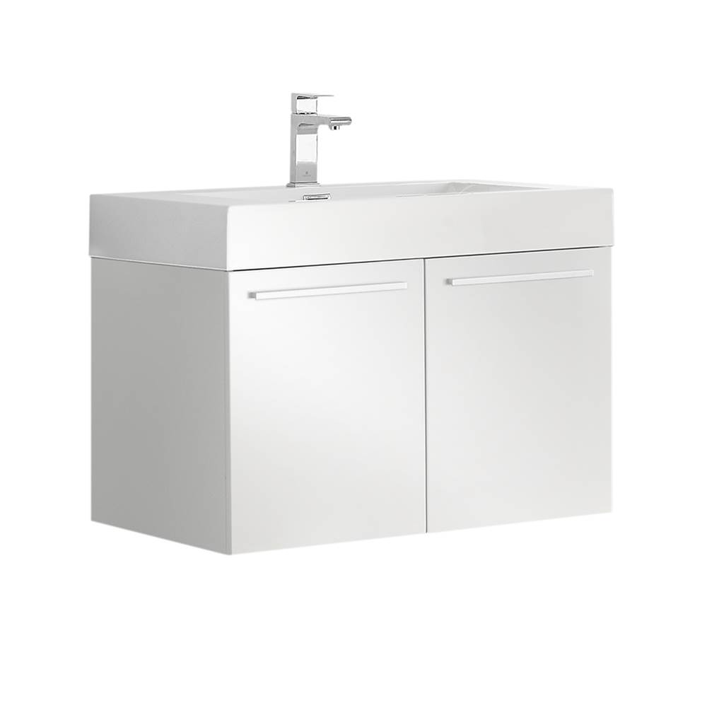 Fresca Bath Fresca Vista 30'' White Wall Hung Modern Bathroom Cabinet w/ Integrated Sink