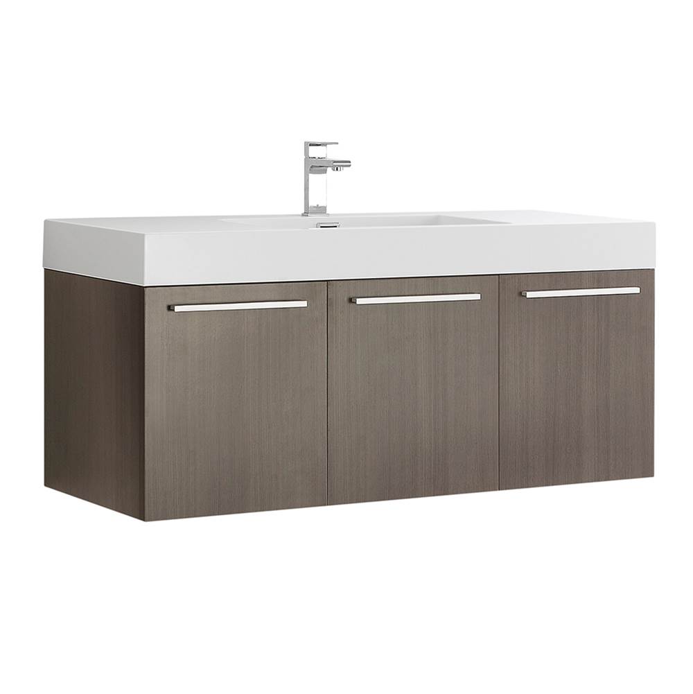 Fresca Bath Fresca Vista 48'' Gray Oak Wall Hung Modern Bathroom Cabinet w/ Integrated Sink