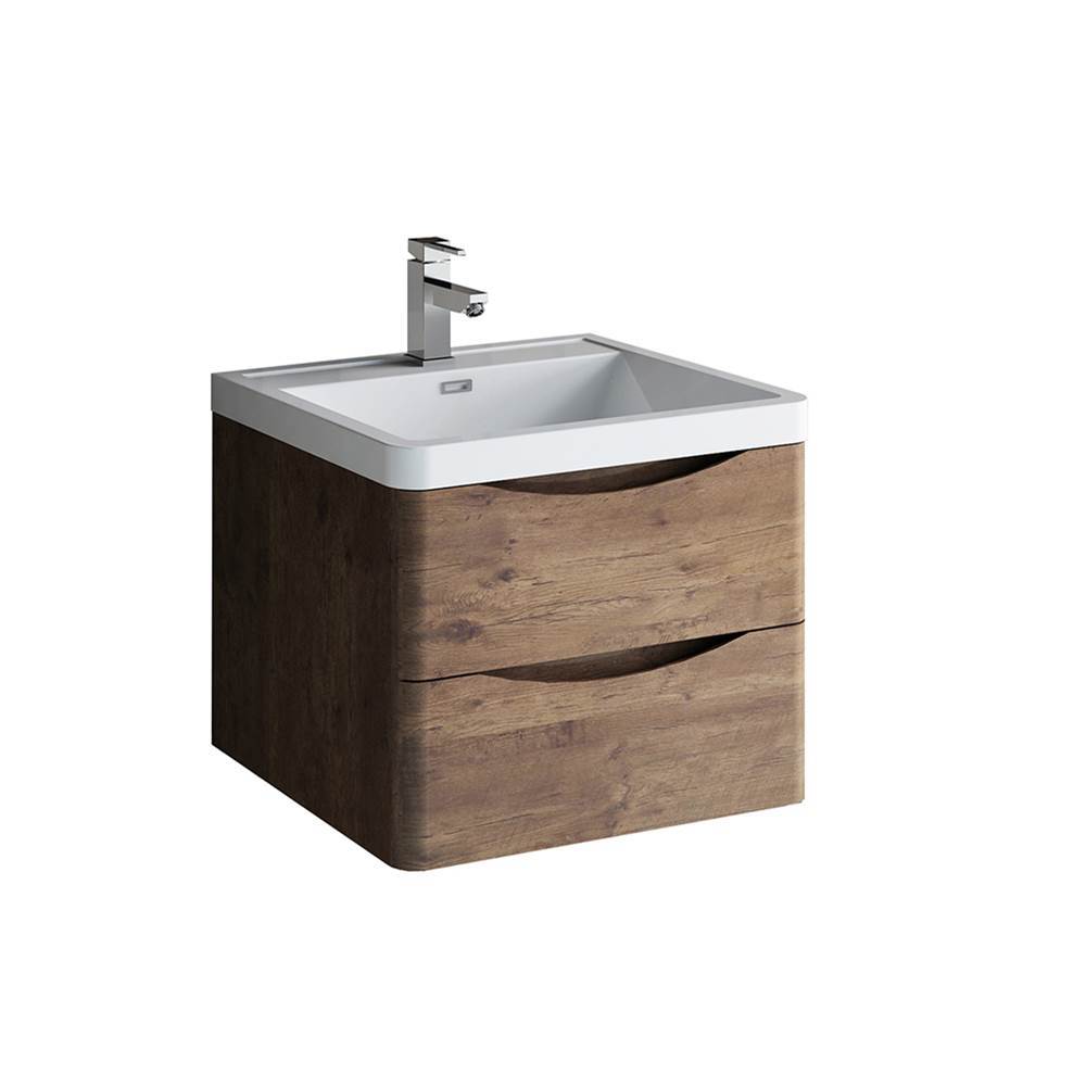 Fresca Bath Fresca Tuscany 24'' Rosewood Wall Hung Modern Bathroom Cabinet w/ Integrated Sink