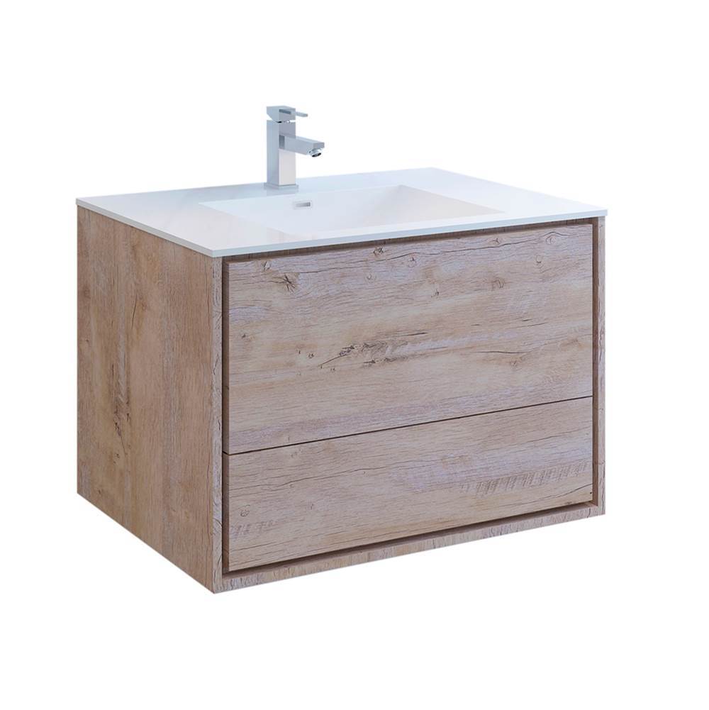 Fresca Bath Fresca Catania 36'' Rustic Natural Wood Wall Hung Modern Bathroom Cabinet w/ Integrated Sink