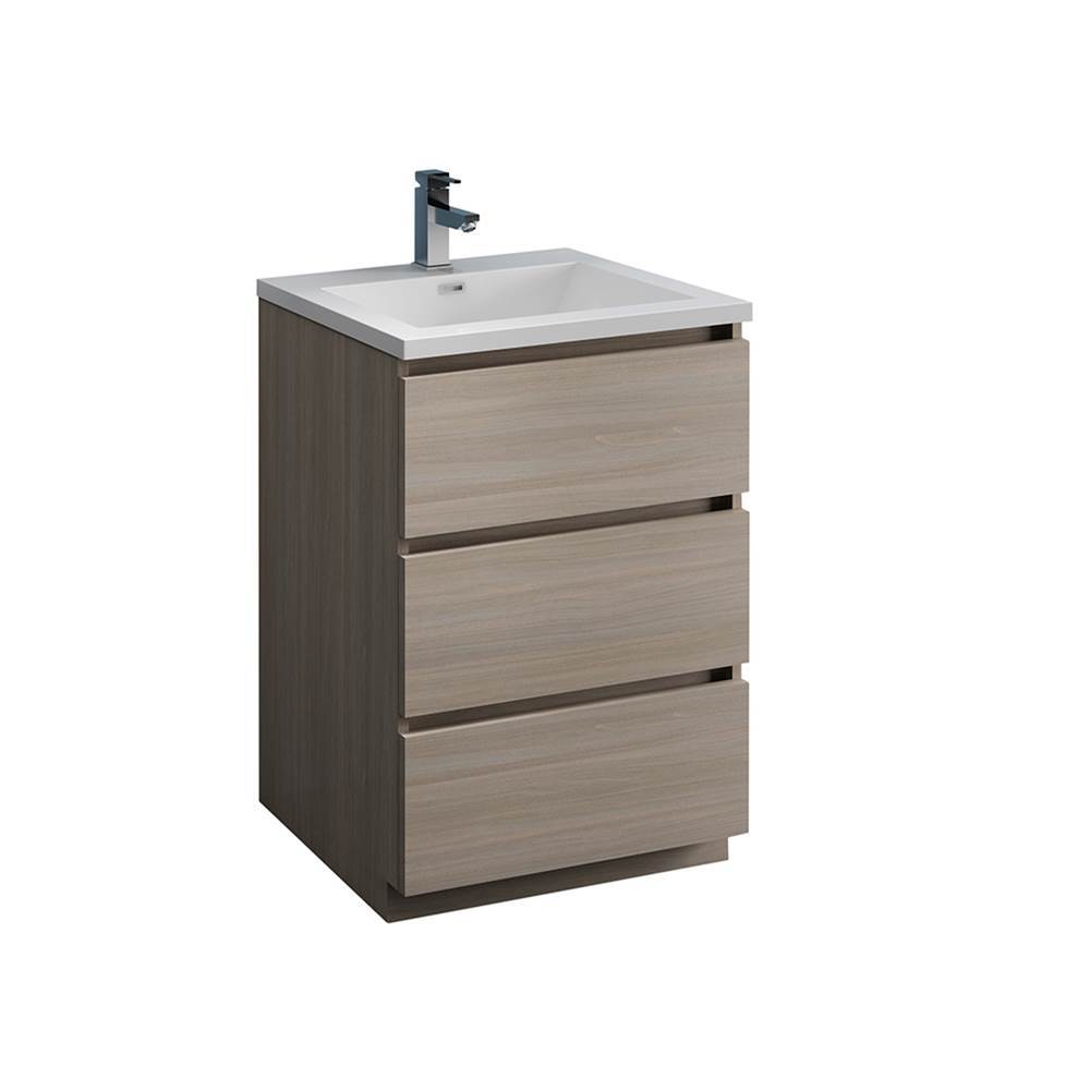 Fresca Bath Fresca Lazzaro 24'' Gray Wood Free Standing Modern Bathroom Cabinet w/ Integrated Sink