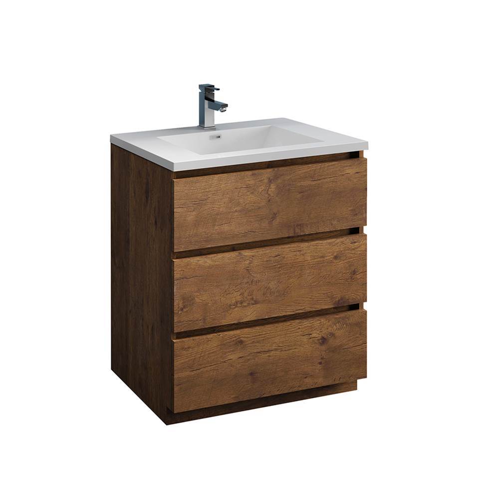 Fresca Bath Fresca Lazzaro 30'' Rosewood Free Standing Modern Bathroom Cabinet w/ Integrated Sink