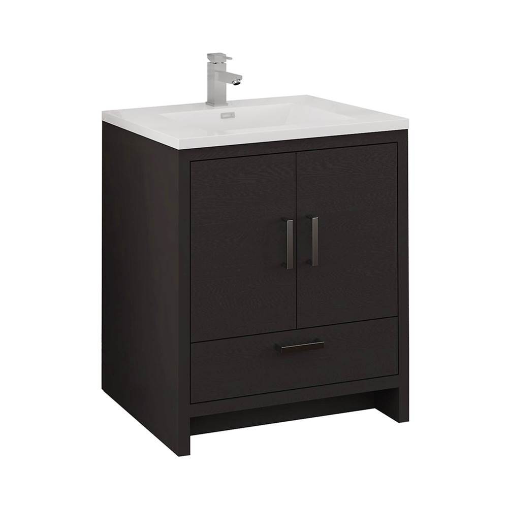 Fresca Bath Fresca Imperia 30'' Dark Gray Oak Free Standing Modern Bathroom Cabinet w/ Integrated Sink