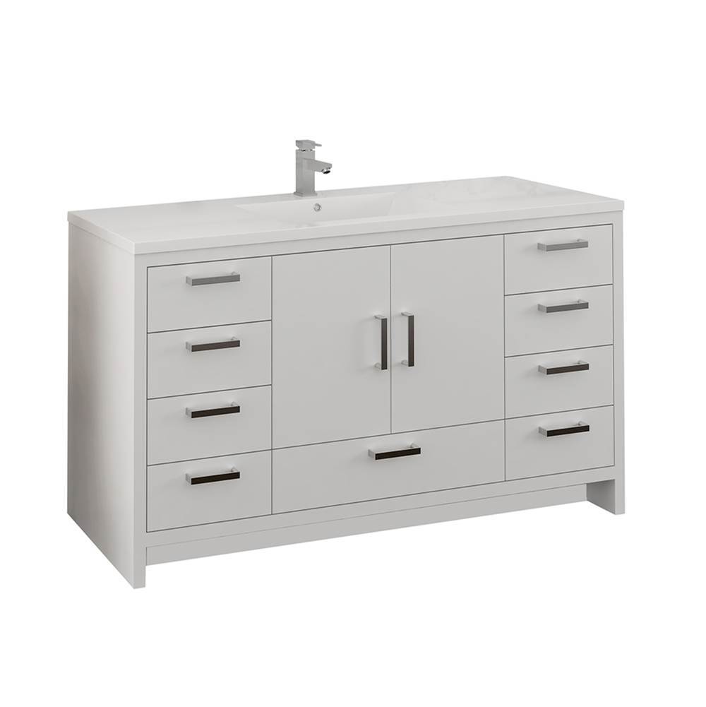 Fresca Bath Fresca Imperia 60'' Glossy White Free Standing Modern Bathroom Cabinet w/ Integrated Single Sink