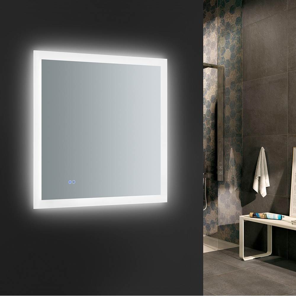 Fresca Bath Fresca Angelo 30'' Wide x 30'' Tall Bathroom Mirror w/ Halo Style LED Lighting and Defogger