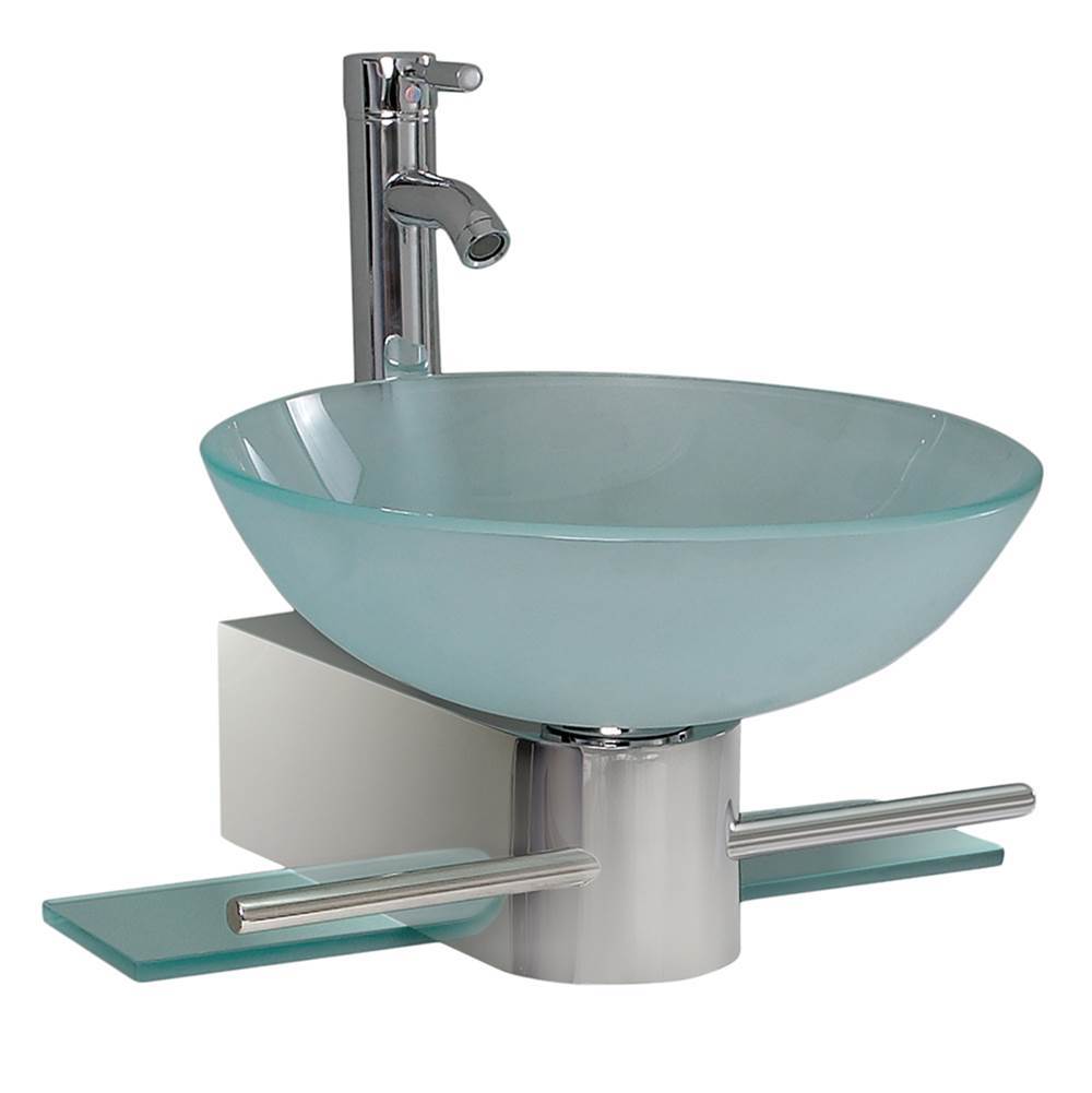 Fresca Bath Fresca Cristallino 18'' Modern Glass Bathroom Vanity w/ Frosted Vessel Sink