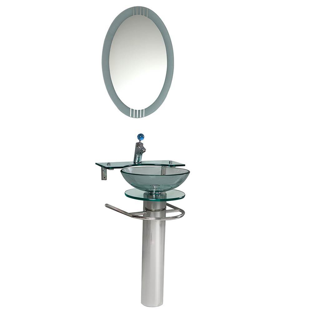 Fresca Bath Fresca Ovale 24'' Modern Glass Bathroom Vanity w/ Frosted Edge Mirror