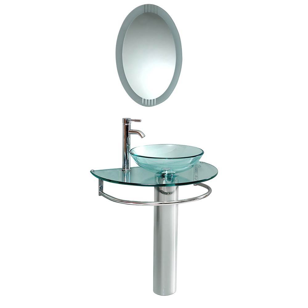 Fresca Bath Fresca Attrazione 30'' Modern Glass Bathroom Vanity w/ Frosted Edge Mirror