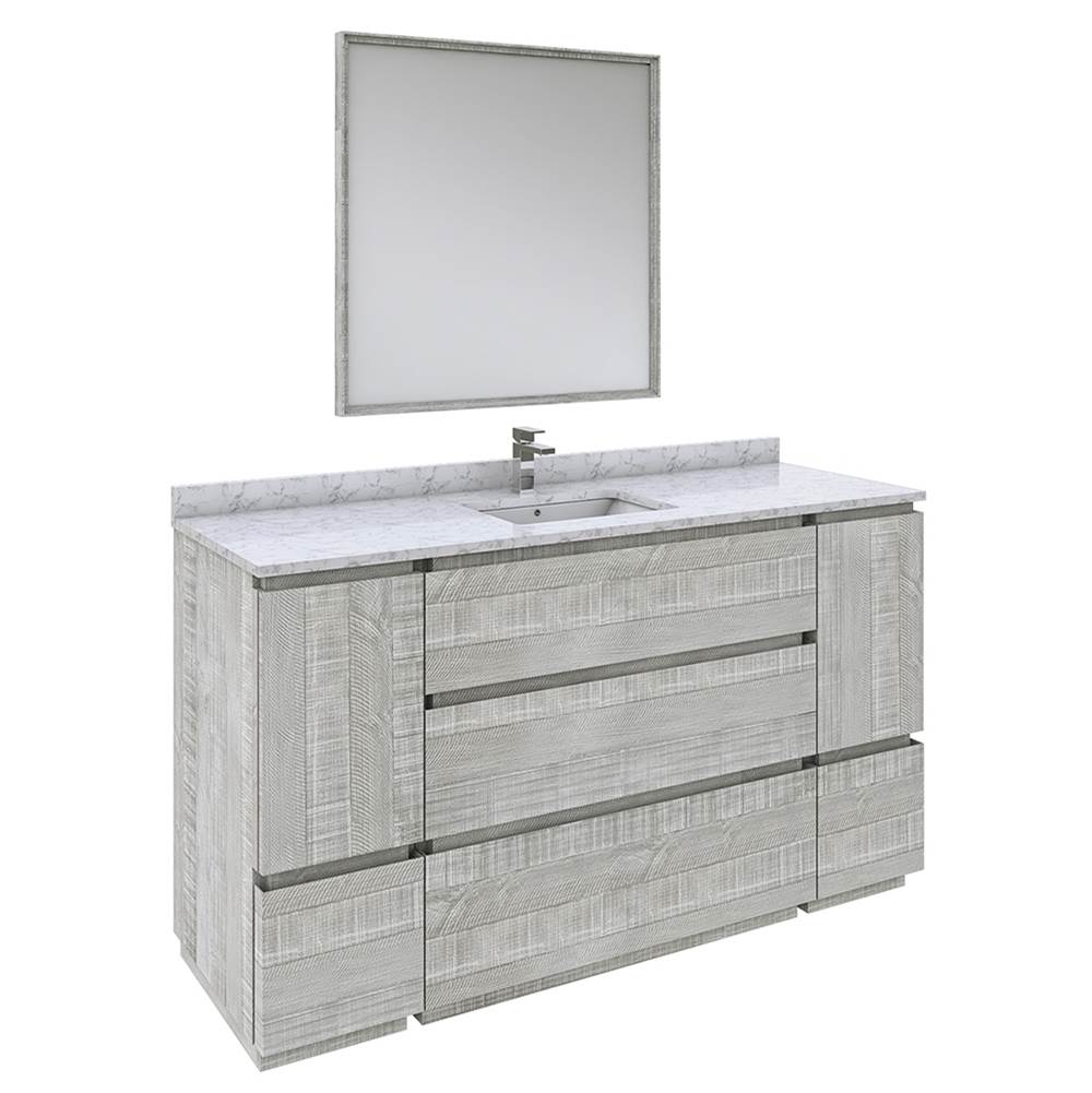 Fresca Bath Formosa 60'' Floor Standing Single Sink Modern Bathroom Vanity w/ Mirror in Ash