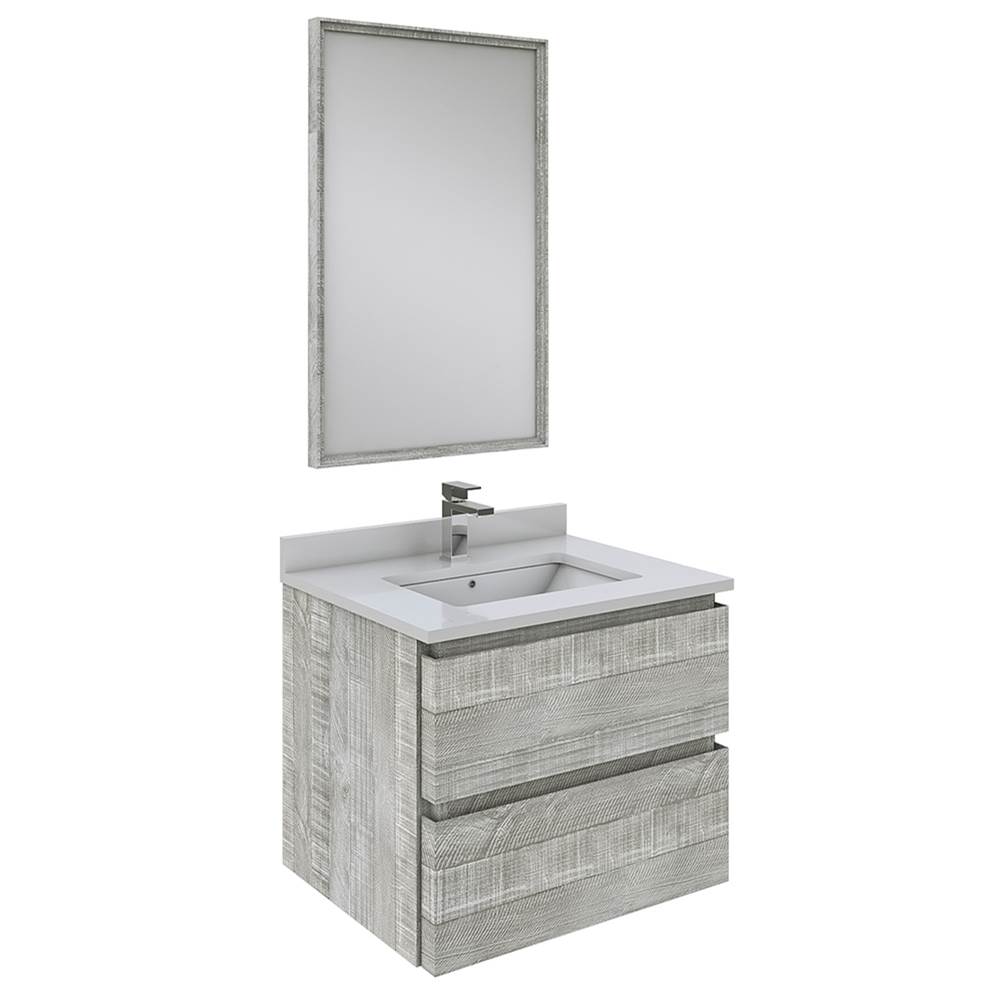 Fresca Bath Formosa 24'' Wall Hung Modern Bathroom Vanity w/ Mirror in Ash