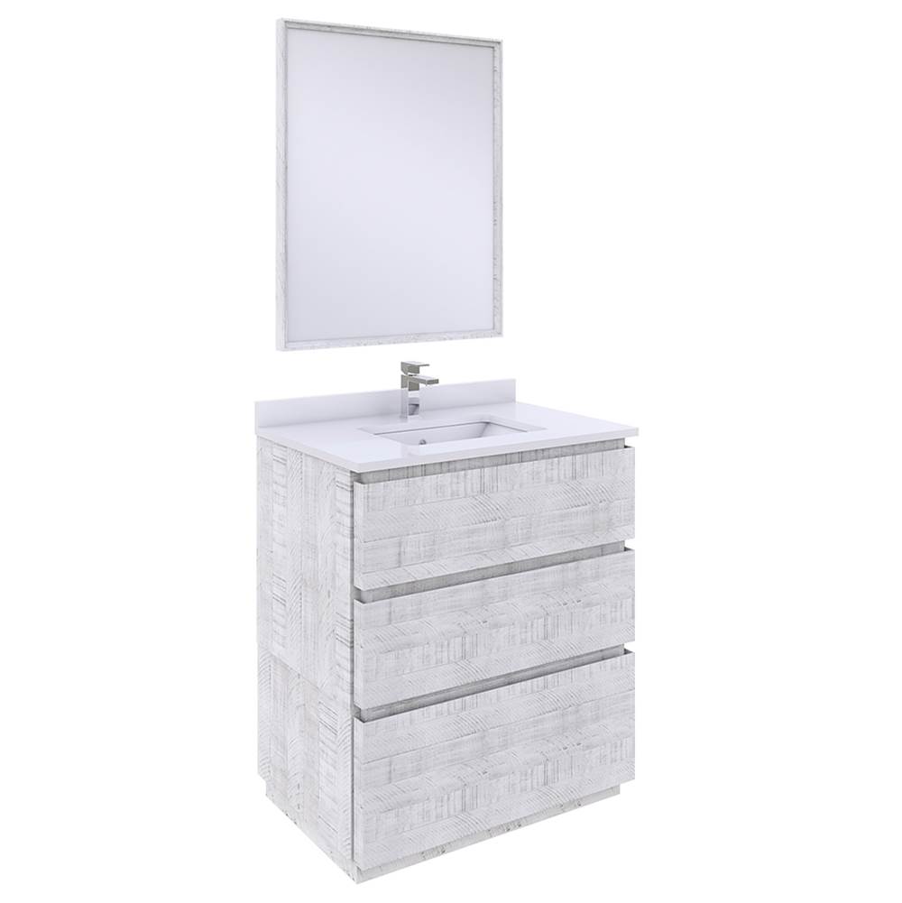 Fresca Bath Formosa 30'' Floor Standing Modern Bathroom Vanity w/ Mirror in Rustic White