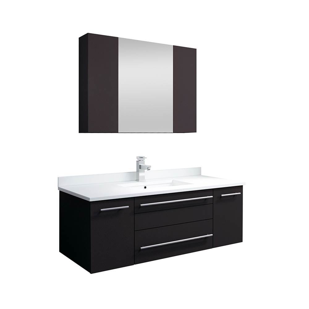 Fresca Bath Fresca Lucera 42'' Espresso Wall Hung Undermount Sink Modern Bathroom Vanity w/ Medicine Cabinet