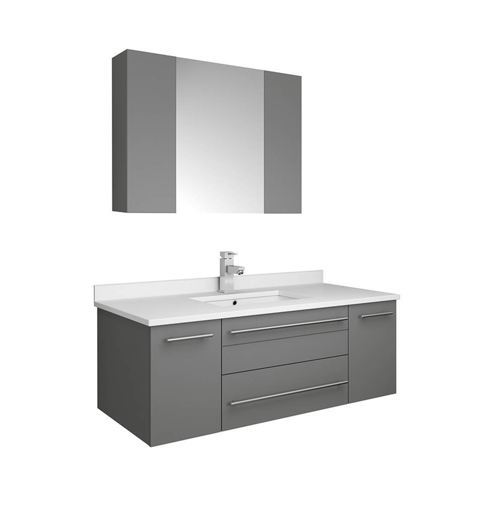 Fresca Bath Fresca Lucera 42'' Gray Wall Hung Undermount Sink Modern Bathroom Vanity w/ Medicine Cabinet