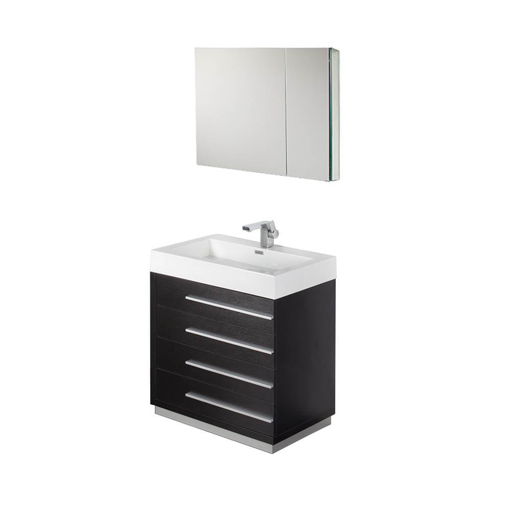 Fresca Bath Fresca Livello 30'' Black Modern Bathroom Vanity w/ Medicine Cabinet