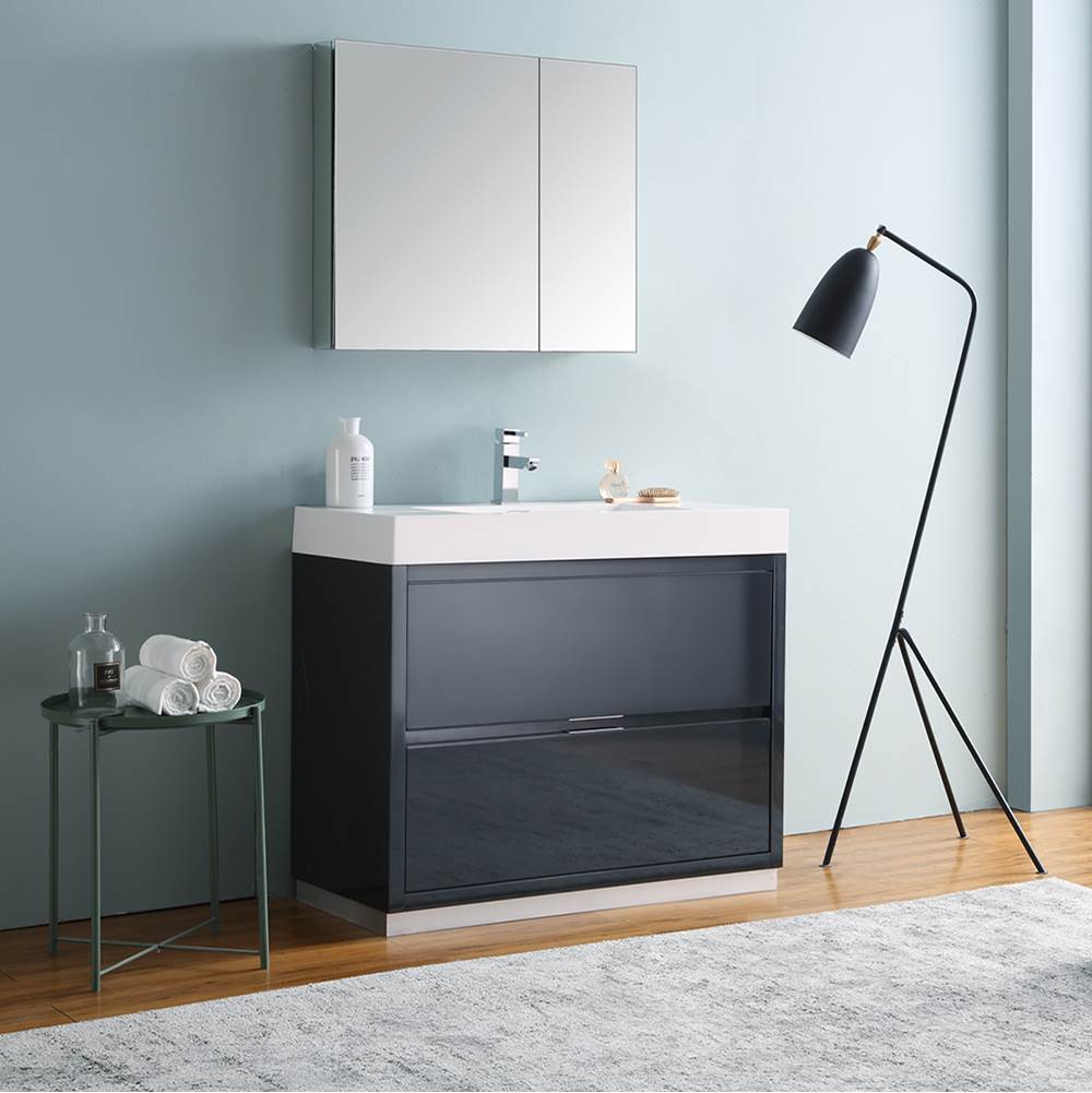 Fresca Bath Fresca Valencia 40'' Dark Slate Gray Free Standing Modern Bathroom Vanity w/ Medicine Cabinet