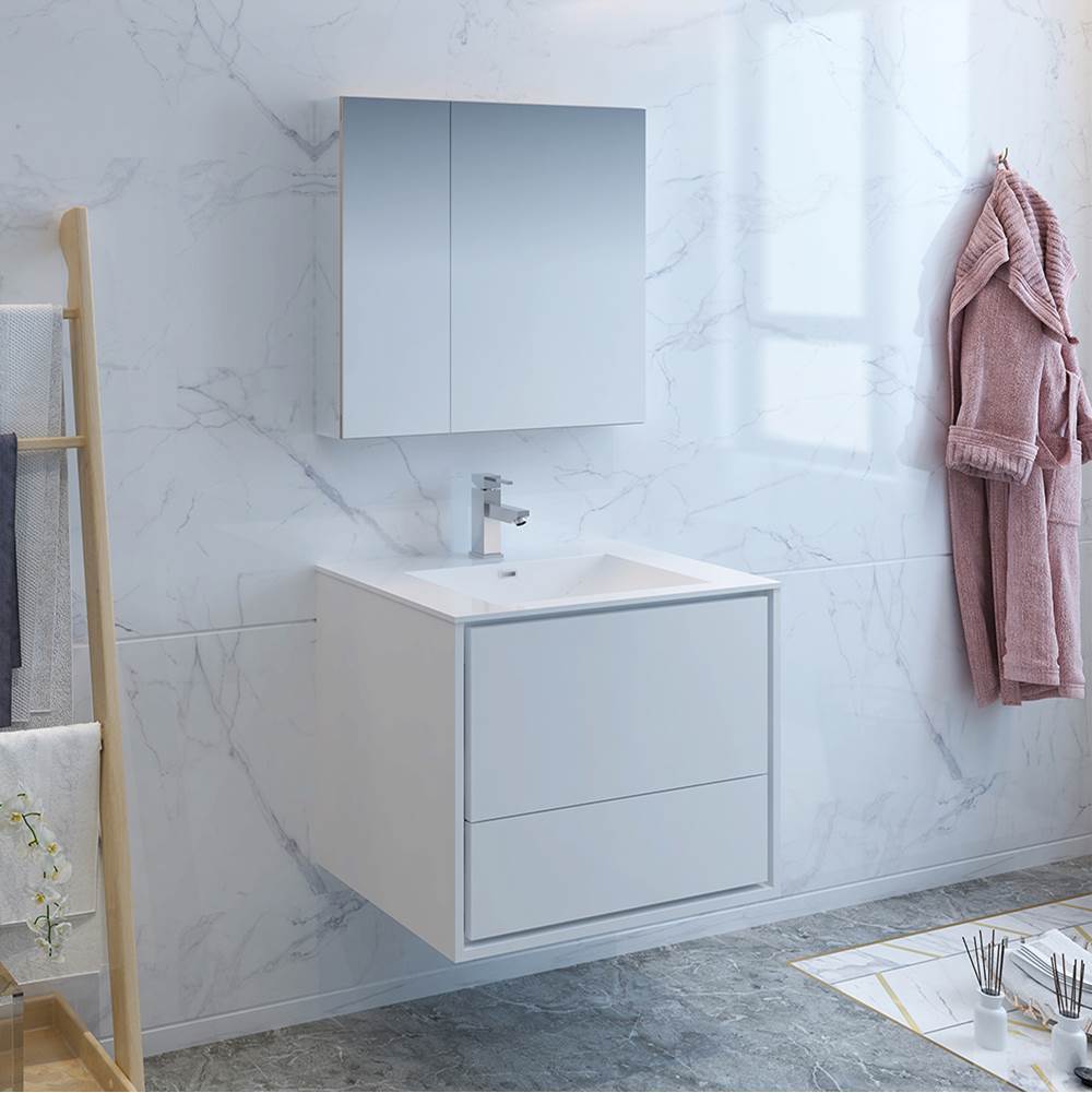 Fresca Bath Fresca Catania 30'' Glossy White Wall Hung Modern Bathroom Vanity w/ Medicine Cabinet