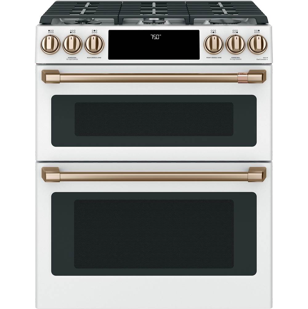 Cafe Cafe 30'' Smart Slide-In, Front-Control, Gas Double-Oven Range with Convection