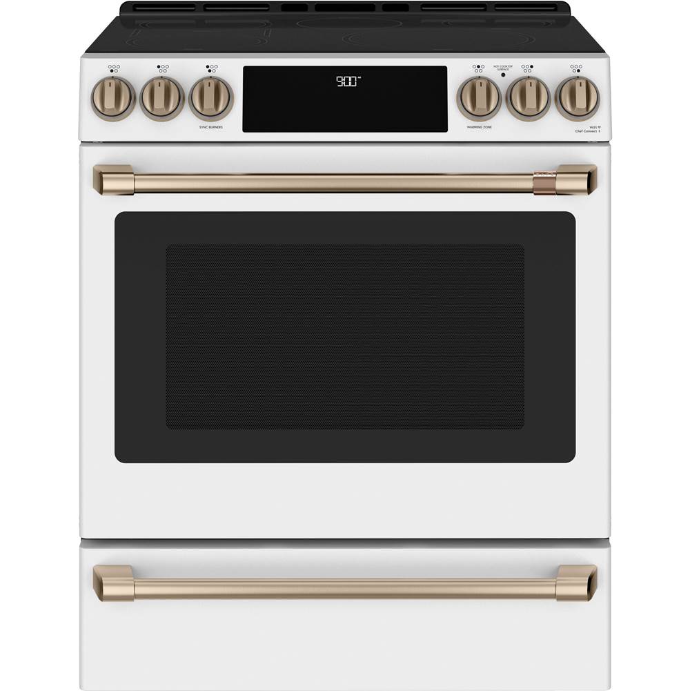 Cafe Cafe 30'' Smart Slide-In, Front-Control, Induction and Convection Range with Warming Drawer