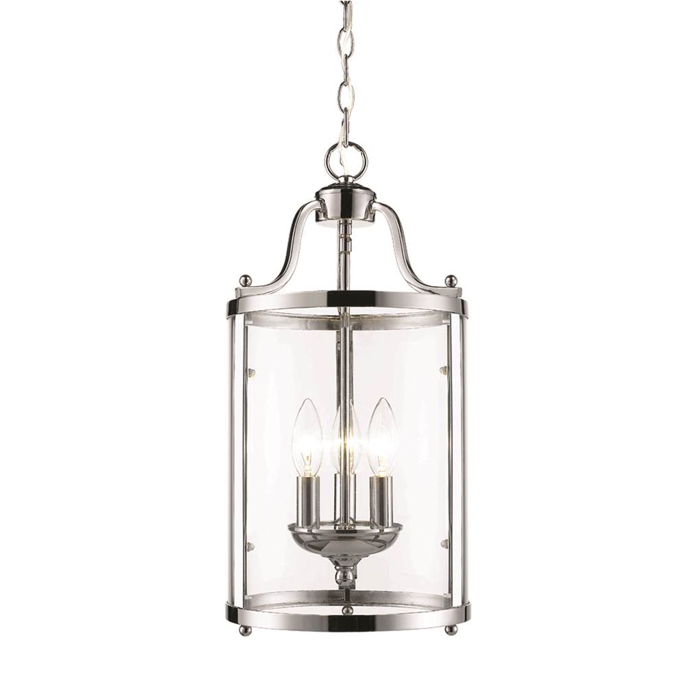 Golden Lighting Payton 3-Light Pendant in Chrome with Clear Glass