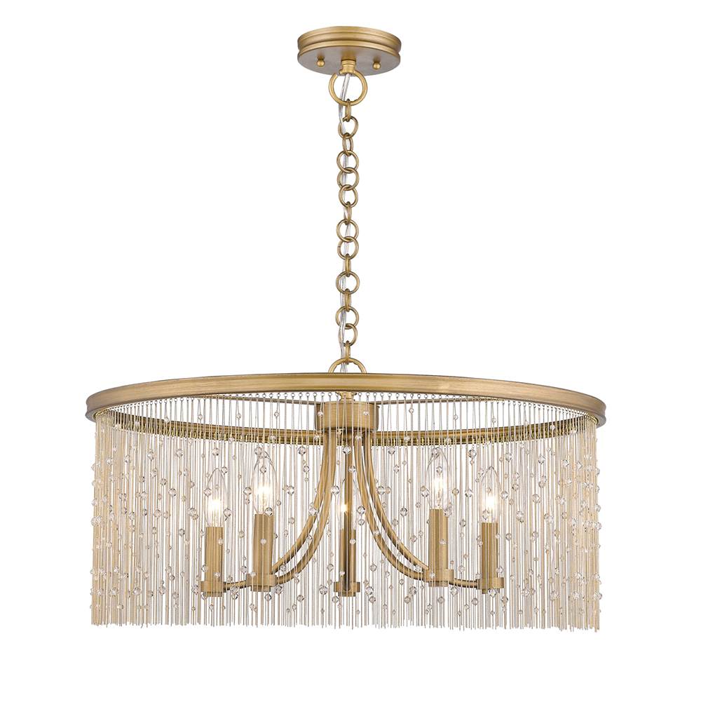 Golden Lighting Marilyn CRY 5 Light Chandelier in Peruvian Gold with Crystal Strands