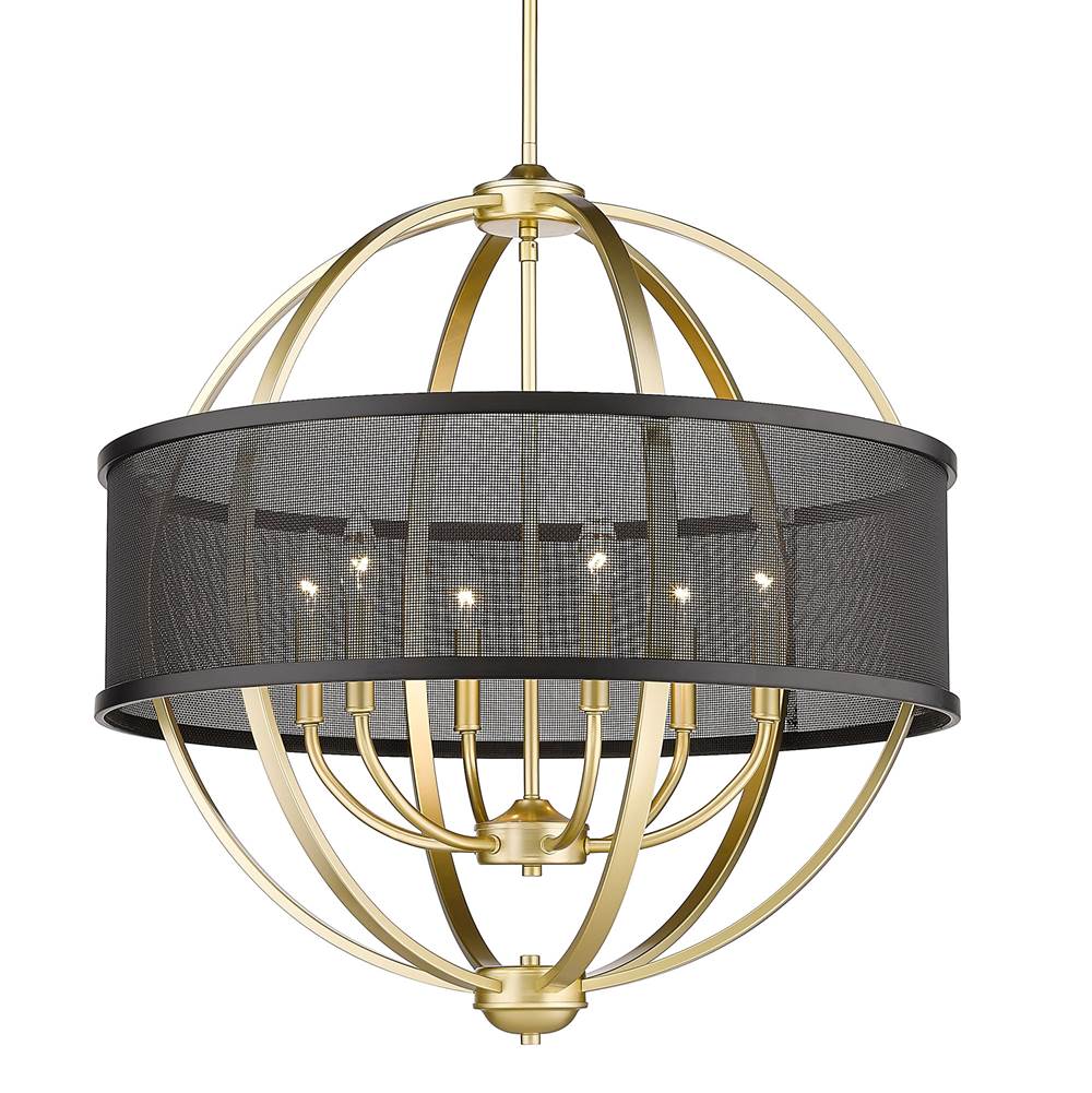Golden Lighting Colson 6 Light Chandelier in Olympic Gold and Matte Black Shade