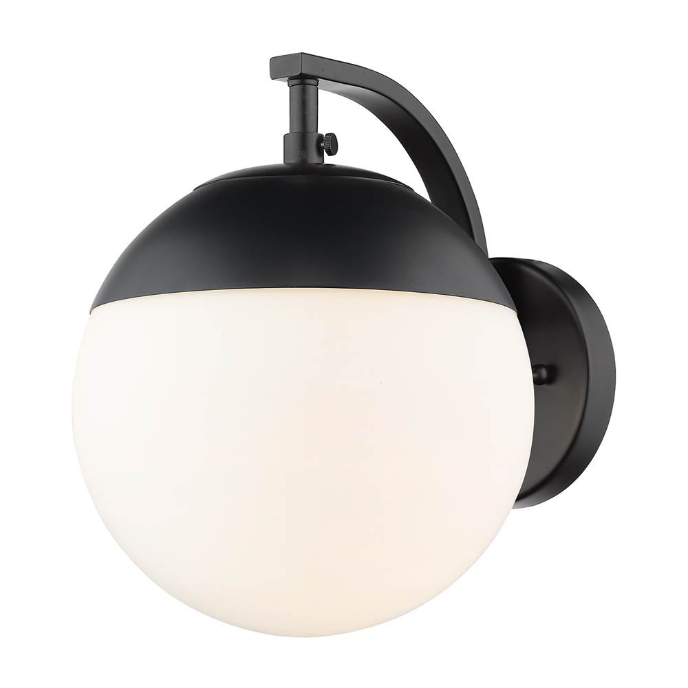 Golden Lighting Dixon Sconce in Matte Black with Opal Glass and Matte Black Cap