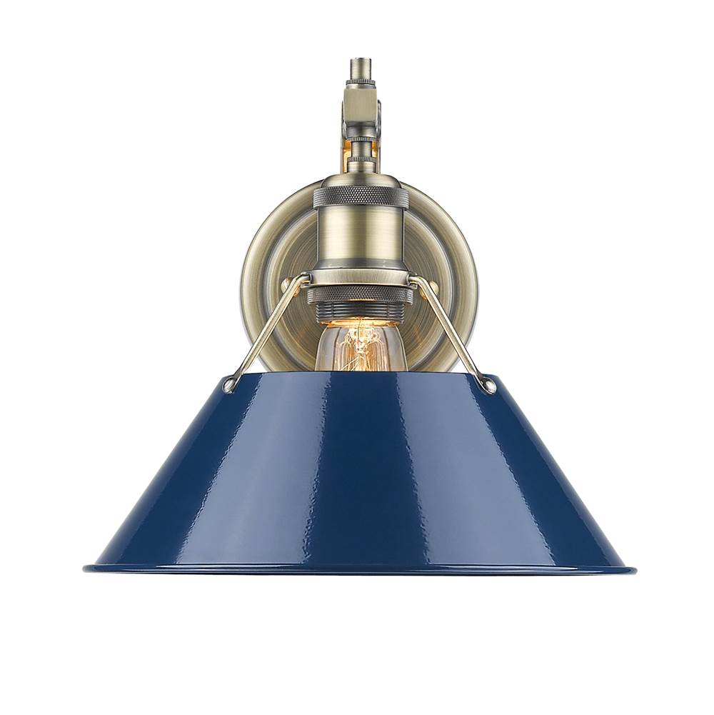 Golden Lighting Orwell AB 1 Light Wall Sconce in Aged Brass with Navy Blue Shade