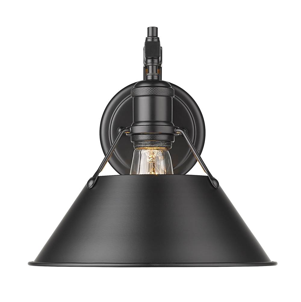 Golden Lighting Orwell BLK 1 Light Wall Sconce in Matte Black with a Matte Black Shade