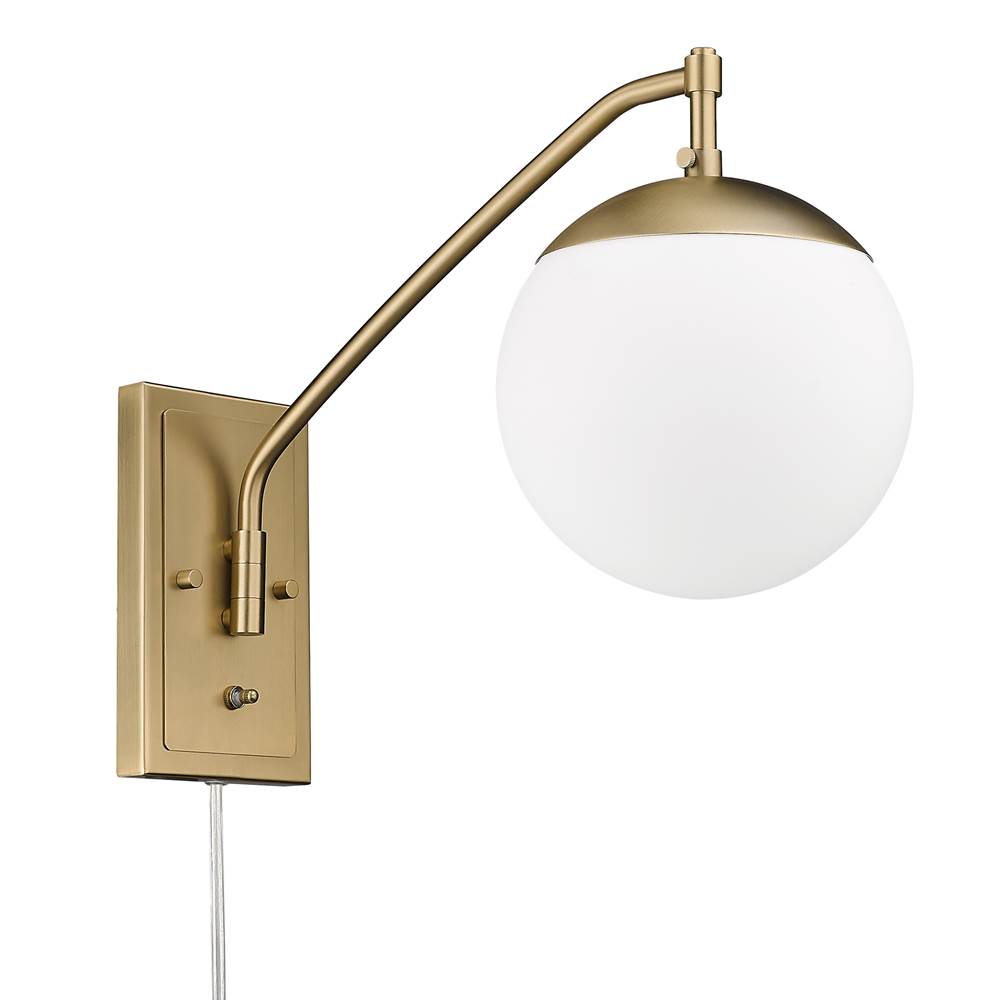 Golden Lighting Glenn BCB 1 Light Articulating Wall Sconce in Brushed Champagne Bronze with Opal Glass Shade