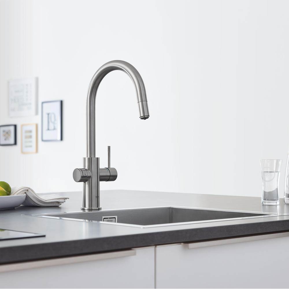 Grohe Single-Handle Pull Down Kitchen Faucet Single Spray 1.75 GPM With Chilled & Sparkling Water