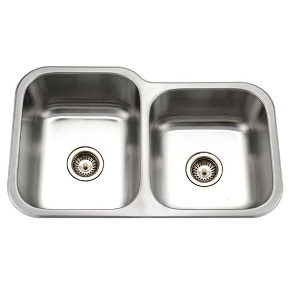 Hamat Undermount Stainless Steel 60/40 Double Bowl Kitchen Sink, Small Bowl Right