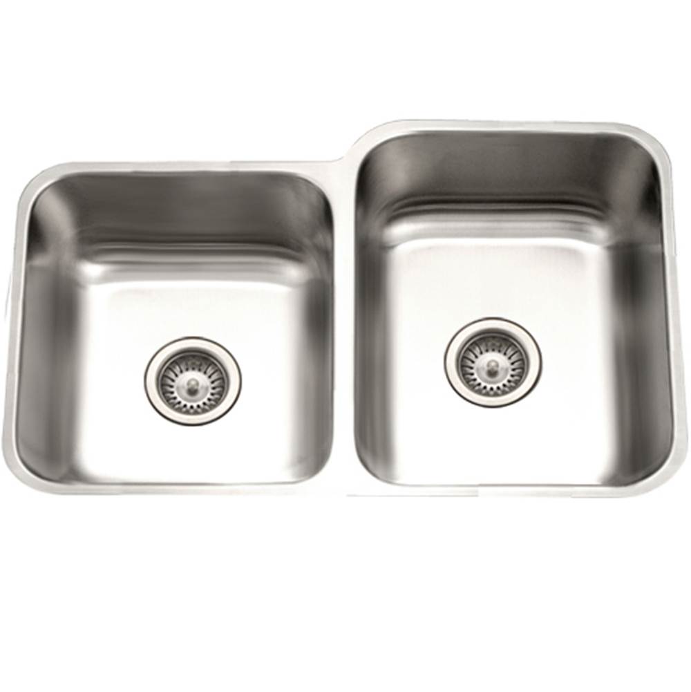 Hamat Undermount Stainless Steel 40/60 Double Bowl Kitchen Sink, Small Bowl Right, 18 Gauge