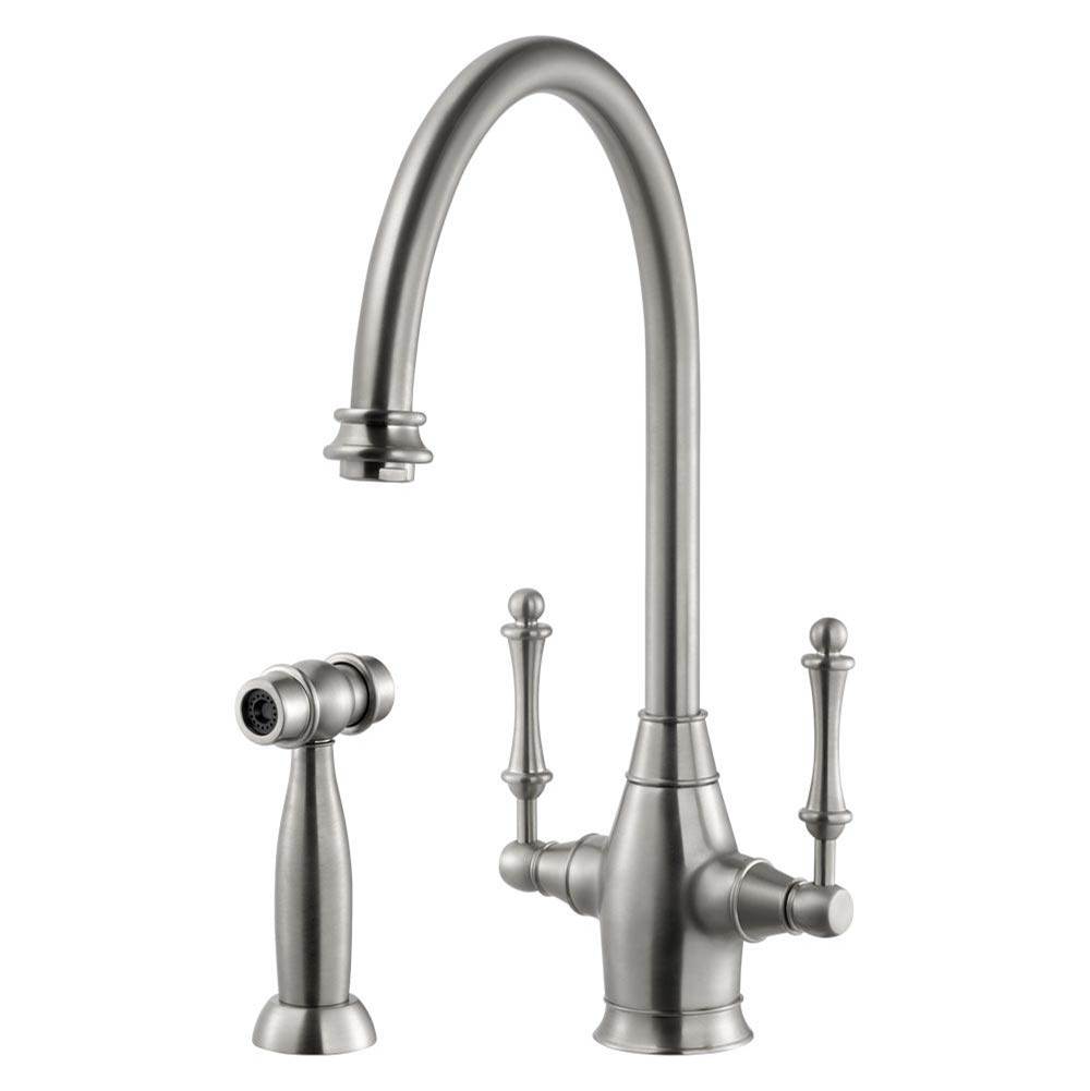 Hamat Traditional Brass Faucet with Side Spray in Brushed Nickel