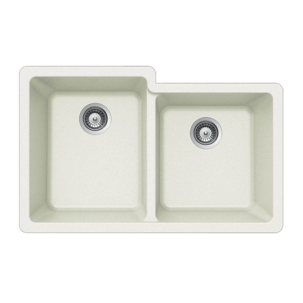 Hamat Granite Undermount 60/40 Double Bowl Kitchen Sink, Slate