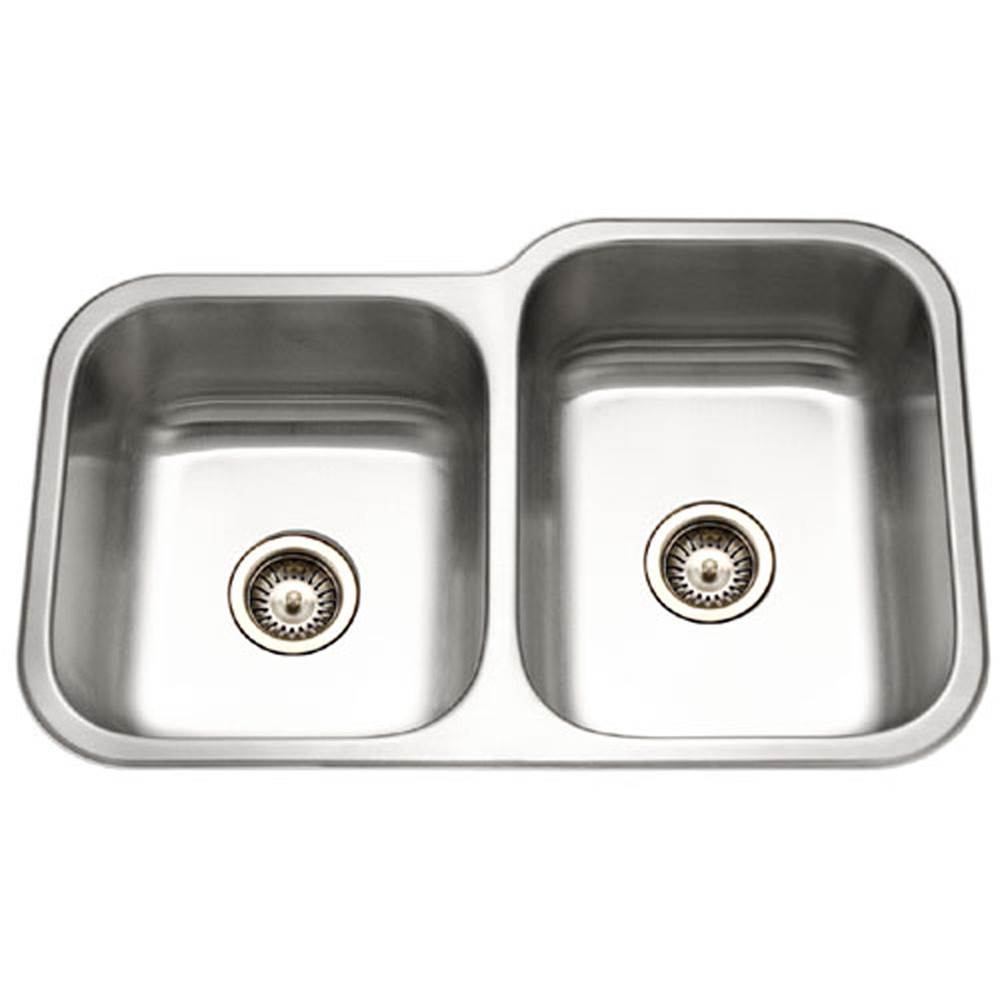 Hamat Undermount Stainless Steel 40/60 Double Bowl Kitchen Sink, Small bowl left