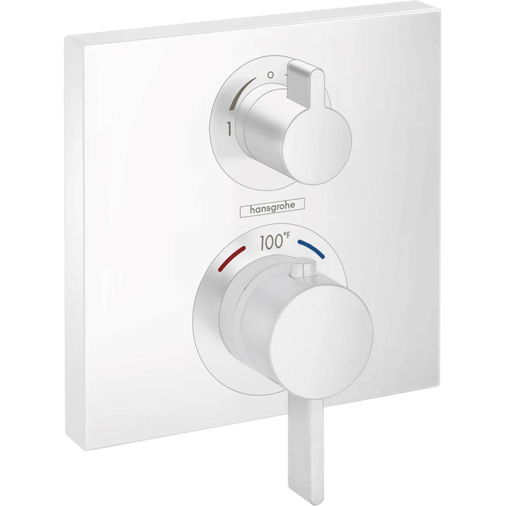 Hansgrohe Ecostat Square Thermostatic Trim with Volume Control and Diverter in Matte White