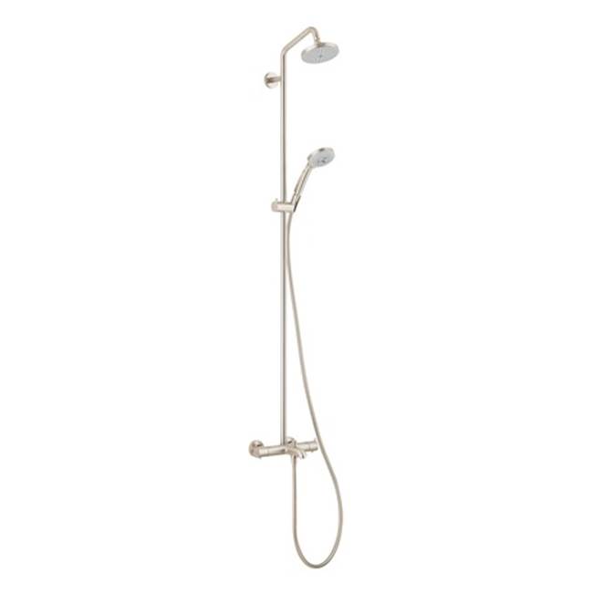 Hansgrohe Croma Showerpipe 150 1-Jet with Tub Filler, 2.0 GPM in Brushed Nickel