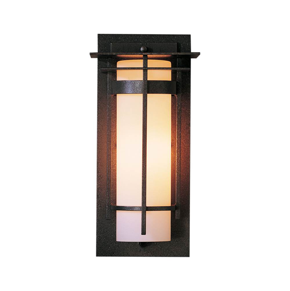Hubbardton Forge Banded with Top Plate Small Outdoor Sconce, 305992-SKT-77-GG0066