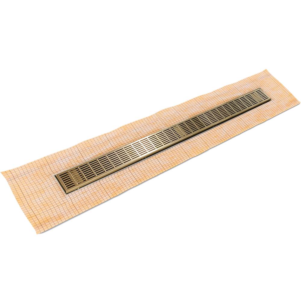 Infinity Drain 60'' FCS Series Complete Kit with 2 1/2'' Perforated Slotted Grate in Satin Bronze