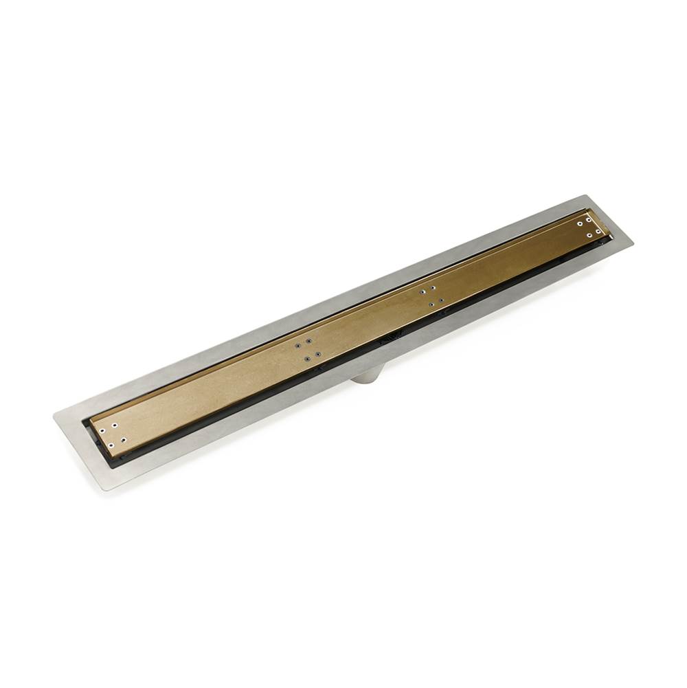 Infinity Drain 48'' FF Series Complete Kit with Tile Insert Frame in Satin Bronze
