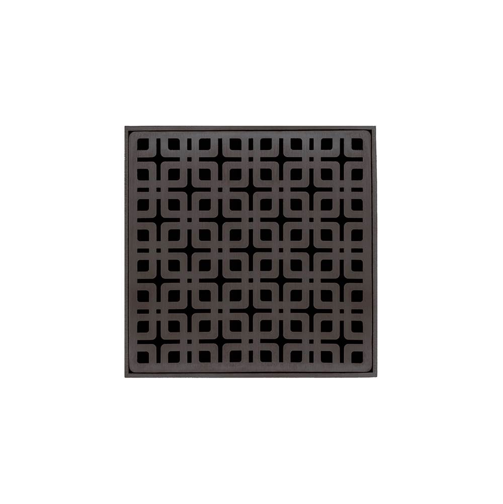 Infinity Drain 5'' x 5'' KD 5 Complete Kit with Link Pattern Decorative Plate in Oil Rubbed Bronze with ABS Drain Body, 2'' Outlet