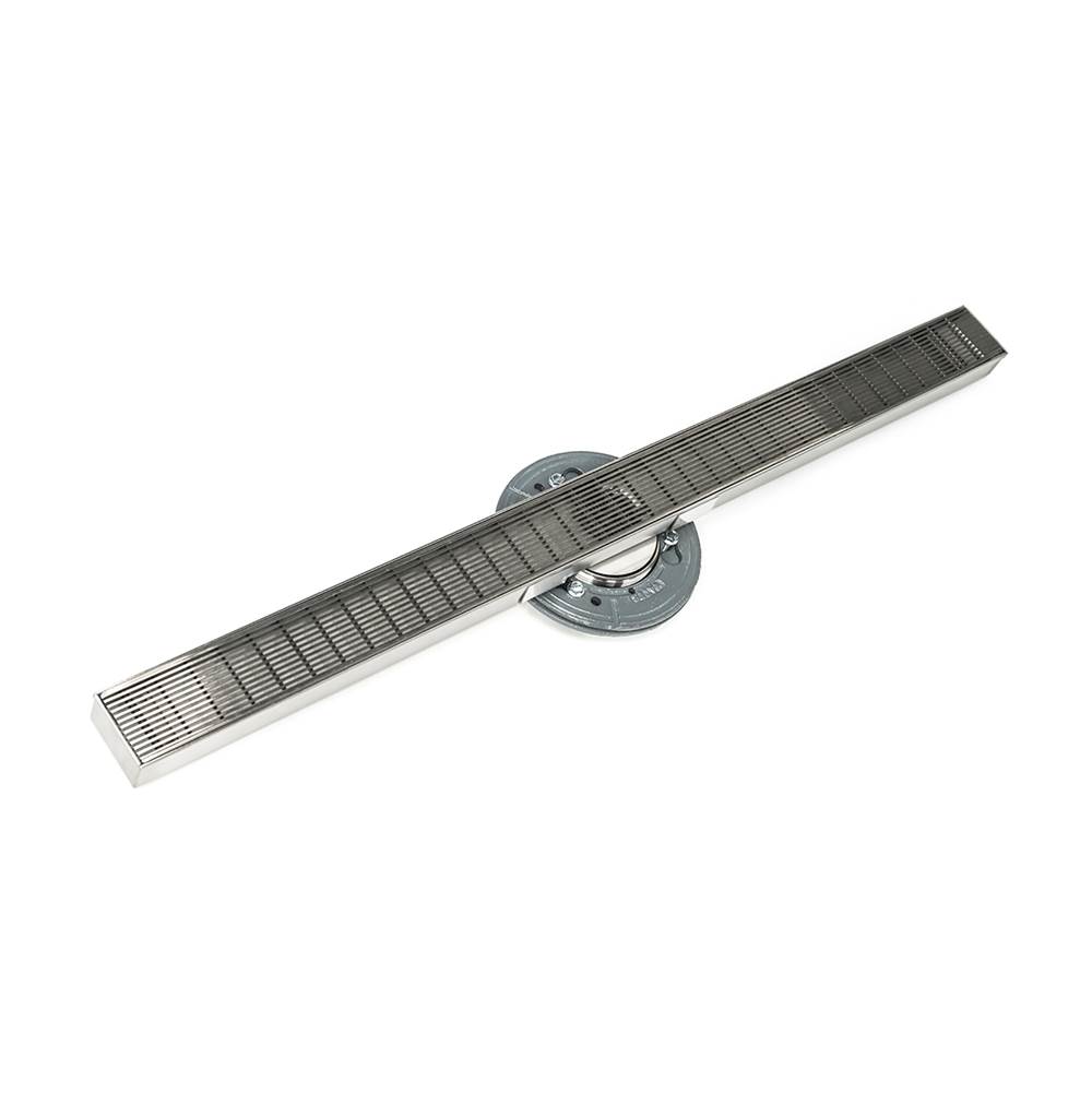 Infinity Drain 96'' S-Stainless Steel Series High Flow Complete Kit with 2 1/2'' Wedge Wire Grate in Satin Stainless with PVC Drain Body, 3'' Outlet