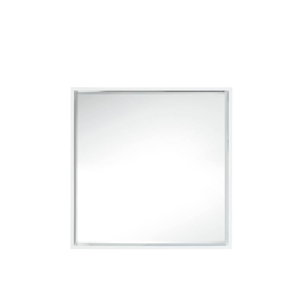 James Martin Vanities Milan 35.4'' Square Cube Mirror, Glossy White